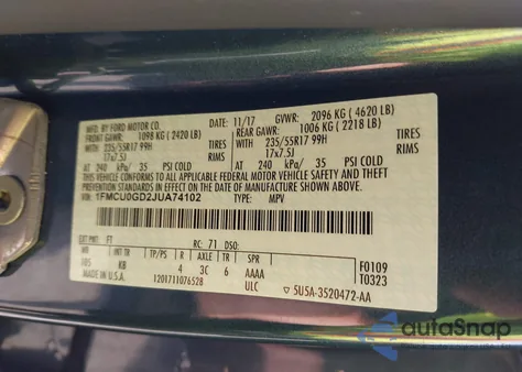 2018 Ford Escape Se из США, поврежденный, VIN 1FMCU0GD2JUA74102